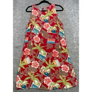 Vintage Loco Lindo Dress Red Medium Retro Travel Hawaiian